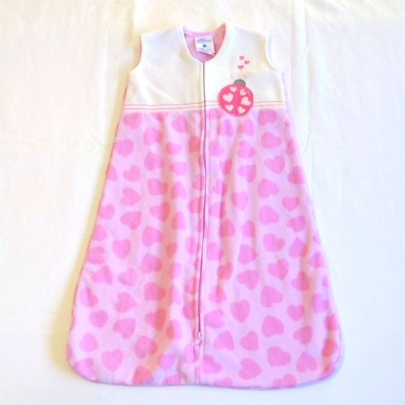 halo sleepsack micro fleece ladybug hearts size small 0-6 months baby girl - Picture 3 of 8
